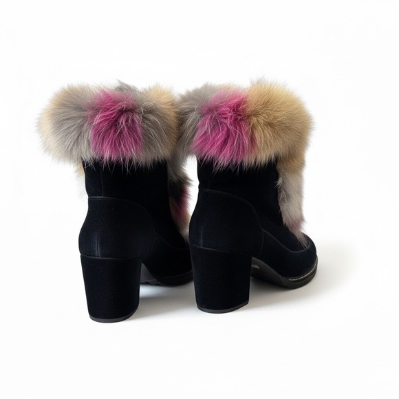 Stuart Weitzman Yukon Real Fur Royal Blue Velvet Lace-Up Boots | Women's 8M - Picture 14 of 14